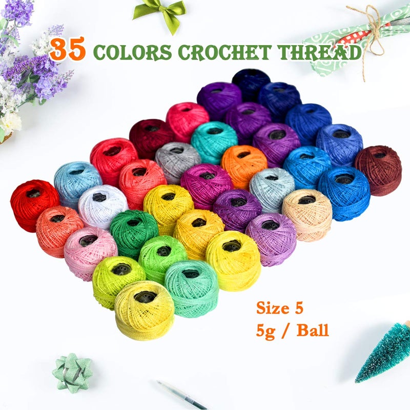 colored bird Crochet Thread Cotton Yarn Threads Balls 35 Balls Popular Rainbow Colors of Size 5 Crochet Thread 100% Long Staple Cotton Mercerized Cotton - Image 2